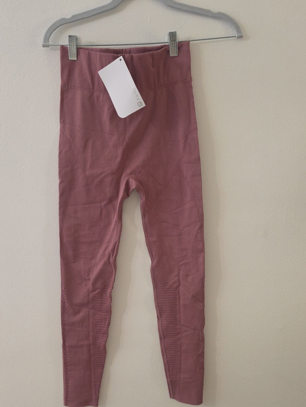 Fabletics Kids Ribbed High-Waist Leggings in Mauve Pink
